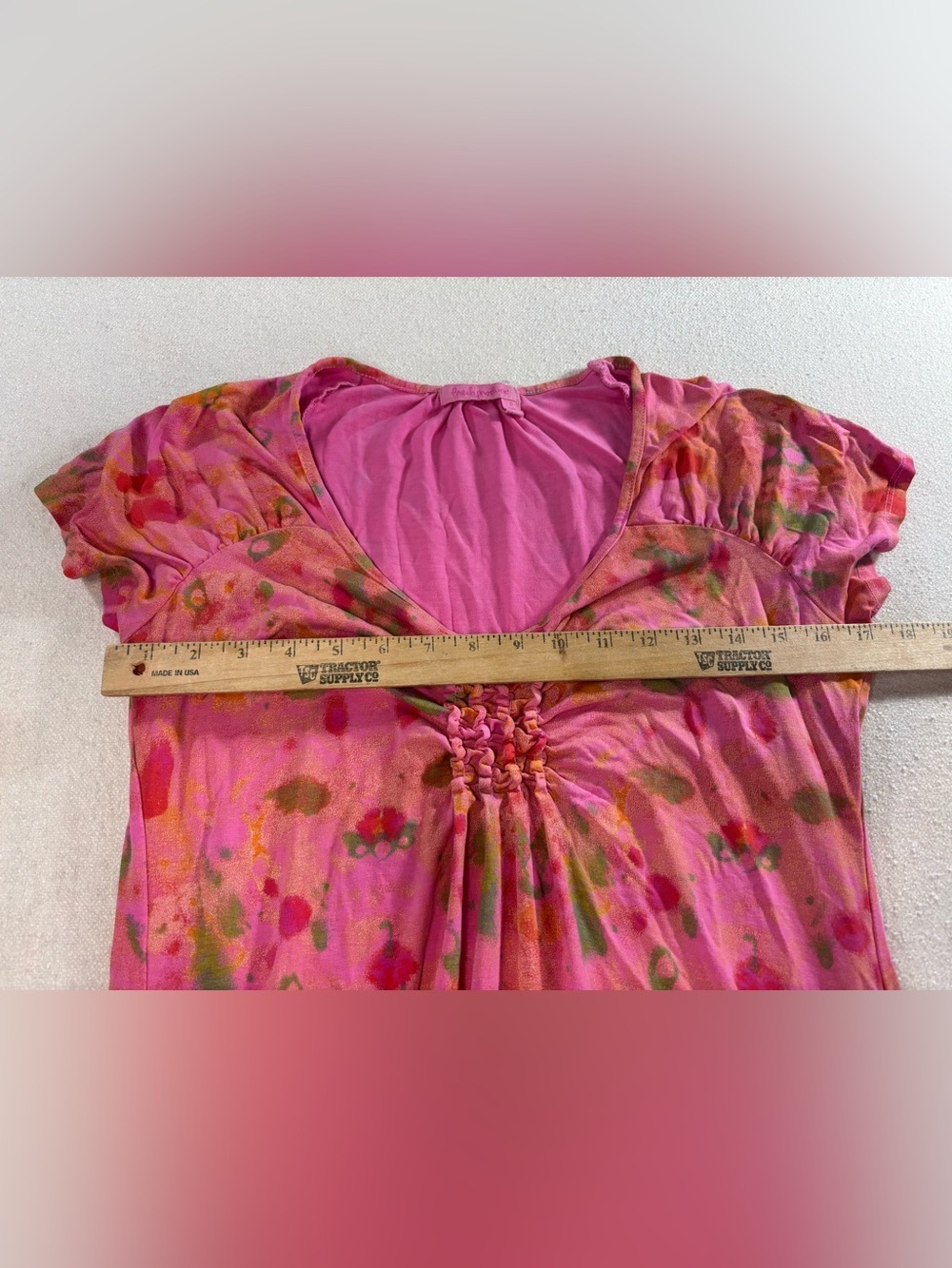 Fresh Produce Pink Floral Dress Small Boho Empire Waist USA Stretch Rayon - Picture 5 of 7